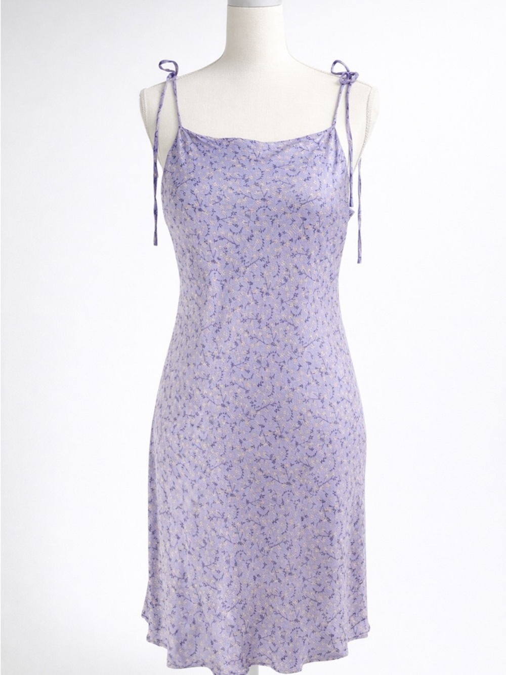 Zara Lavender Floral Slip Dress with Tie Straps